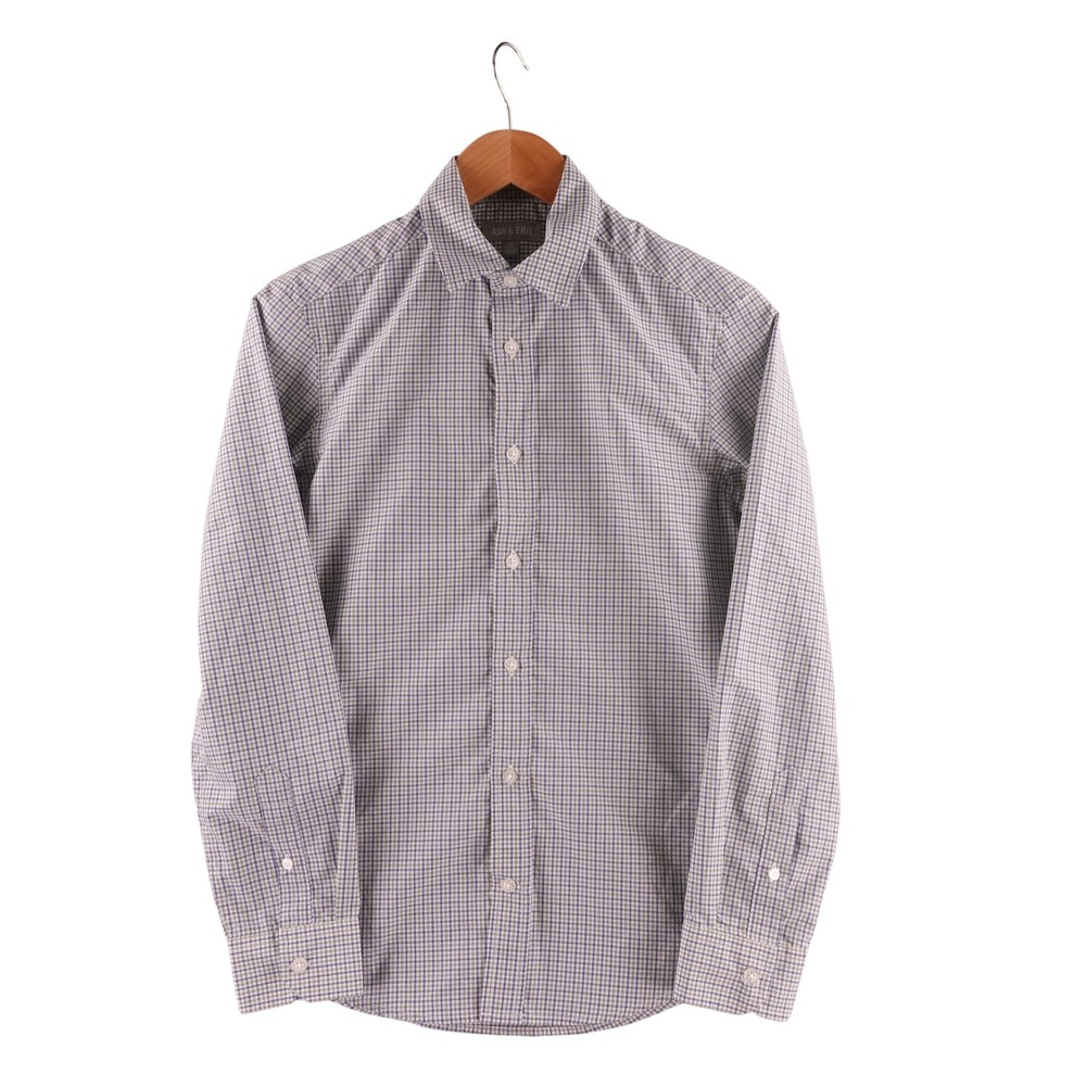 Ash & Erie Mens XS Slim Fit Gingham Check Button Down Shirt Blue Green